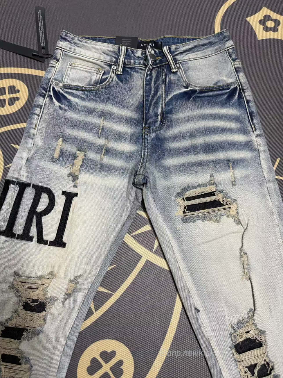 Amiri Jeans Men Letters Trousers Repair Low Rise Skinny (6) - www.newkick.org